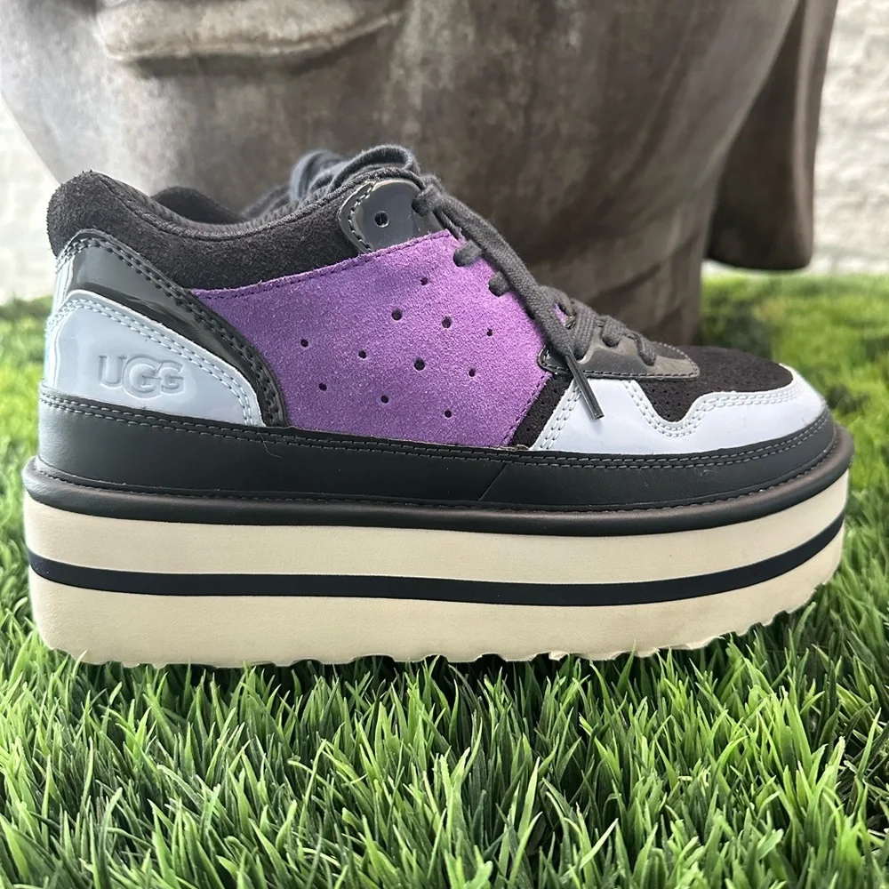UGG Australia Platform Sneaker Shoes Leather Blue Navy Purple suede size US 7 - Picture 7 of 11